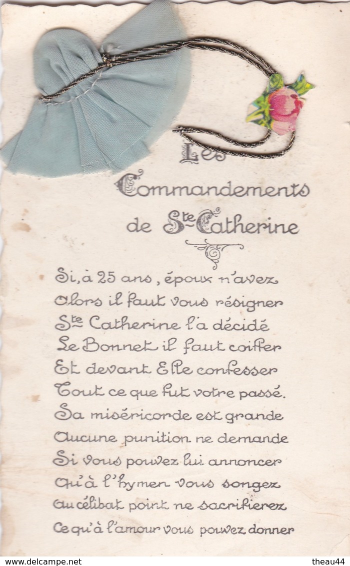 ¤¤  -  Carte à Système Avec Tissus  -  Bonnet De Sainte-Catherine  -  Les Commandements   -  ¤¤ - Nombres