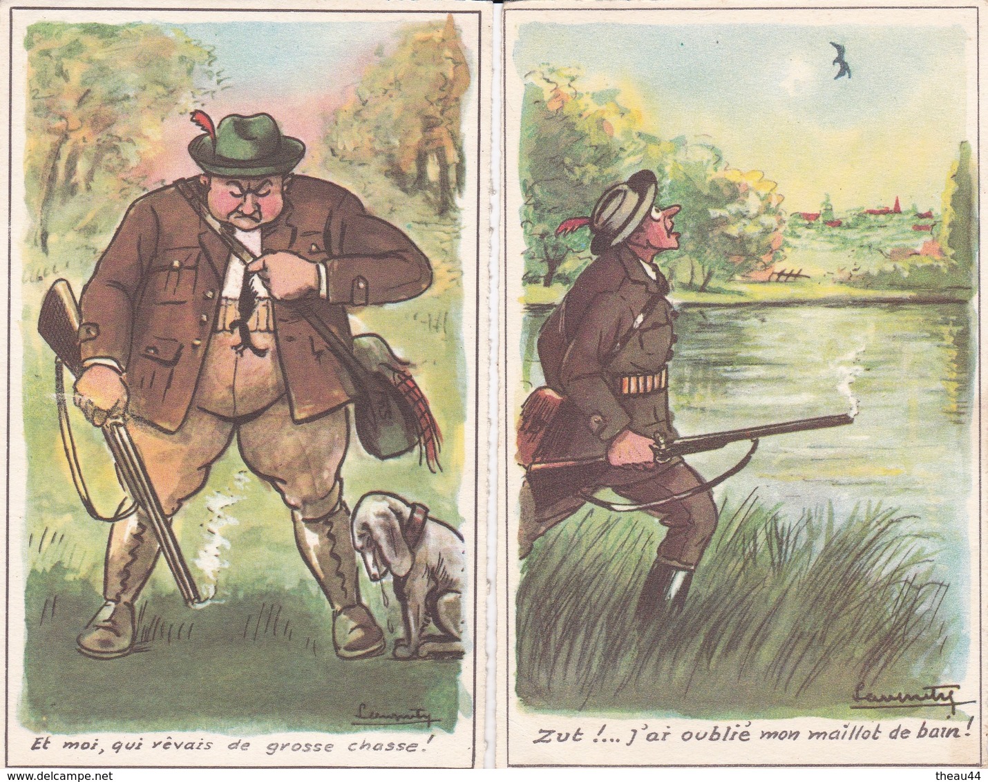 ¤¤  -  Lot De 6 Cartes D'Illustrateur " Chaperon - Spann Etc ..."  -  Chasse , Chasseurs   -  ¤¤ - Chasse