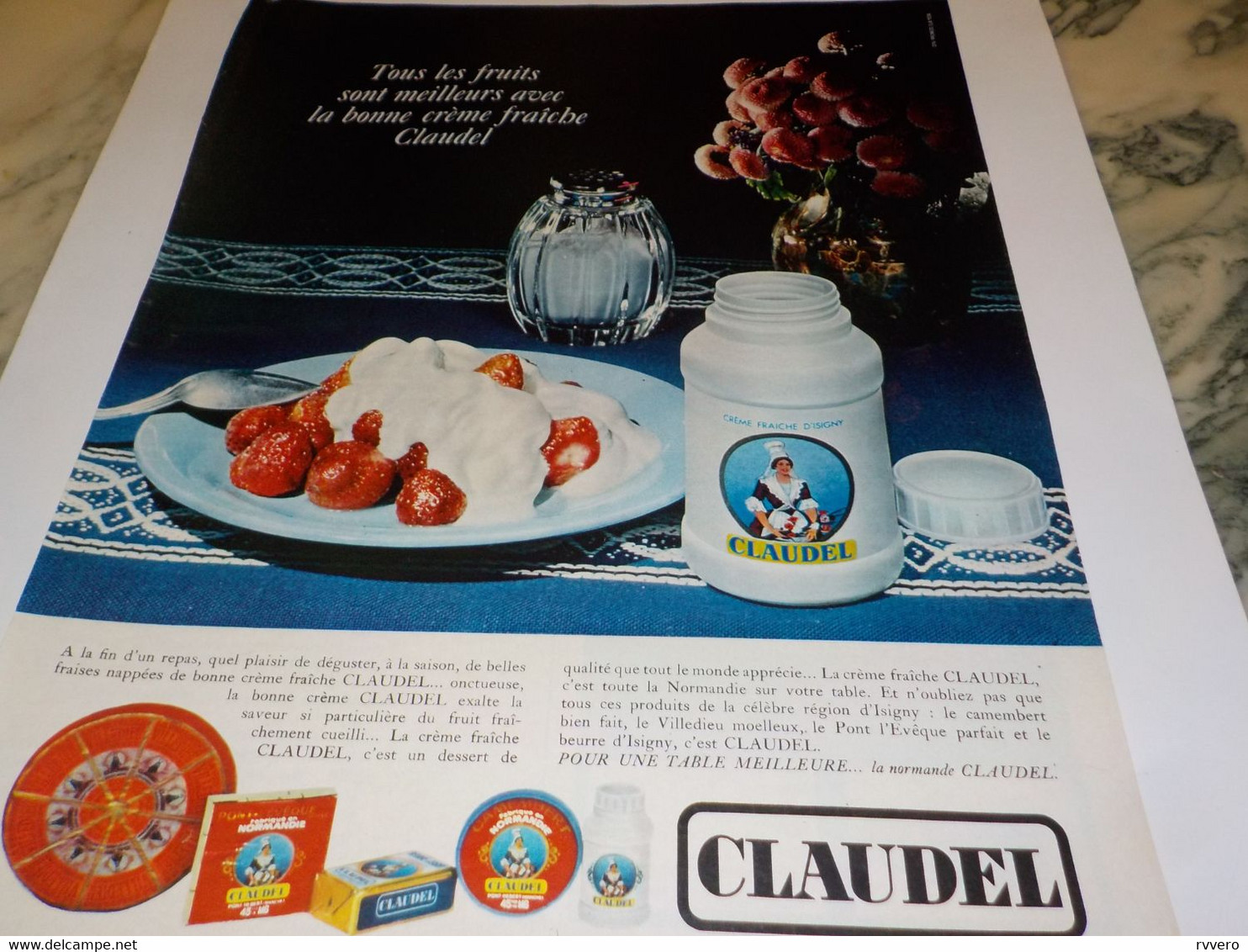 ANCIENNE  PUBLICITE  FROMAGE BEURRE CREME CLAUDEL 1966 - Other & Unclassified
