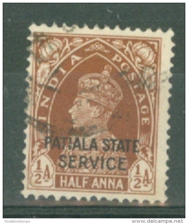 India - Patiala: 1937/39   Official - KGVI 'Patiala State Service' OVPT  SG O63    &frac12;a    Used - Patiala