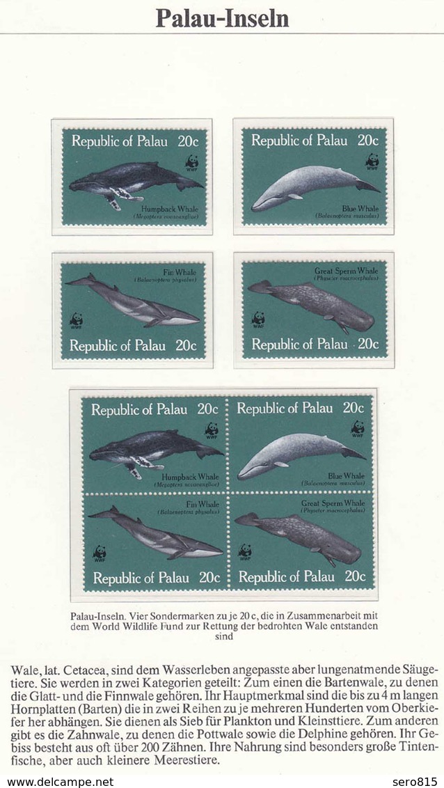 Palau 1983 WWF Naturschutz Wale Whale Blauwal Buckelwal Finnwal  (5496 - Sonstige & Ohne Zuordnung