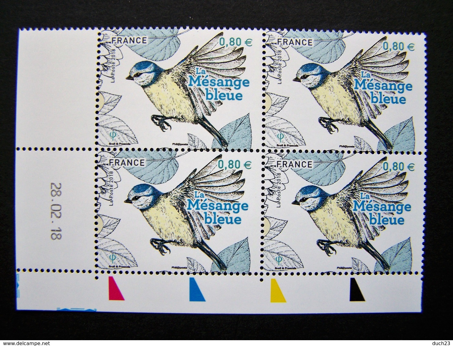 FRANCE 2018 NEUF** N° 5238 LA MESANGE BLEUE OISEAU COIN DE FEUILLE DATE 28.02.18 - 2010-2019