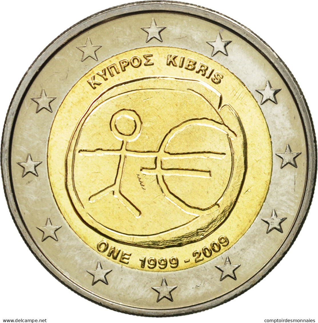 Chypre, 2 Euro, 10 Ans De L'Euro, 2009, SPL, Bi-Metallic, KM:89 - Chypre