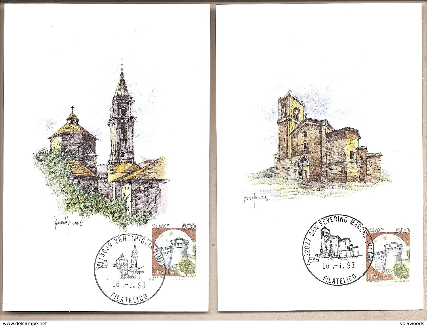 Italia - Serie Complete Di 10 Cartoline Maximum Dalle Quali Sono Stati Tratti Gli Annulli Postali - 1993 - Cartoline Maximum