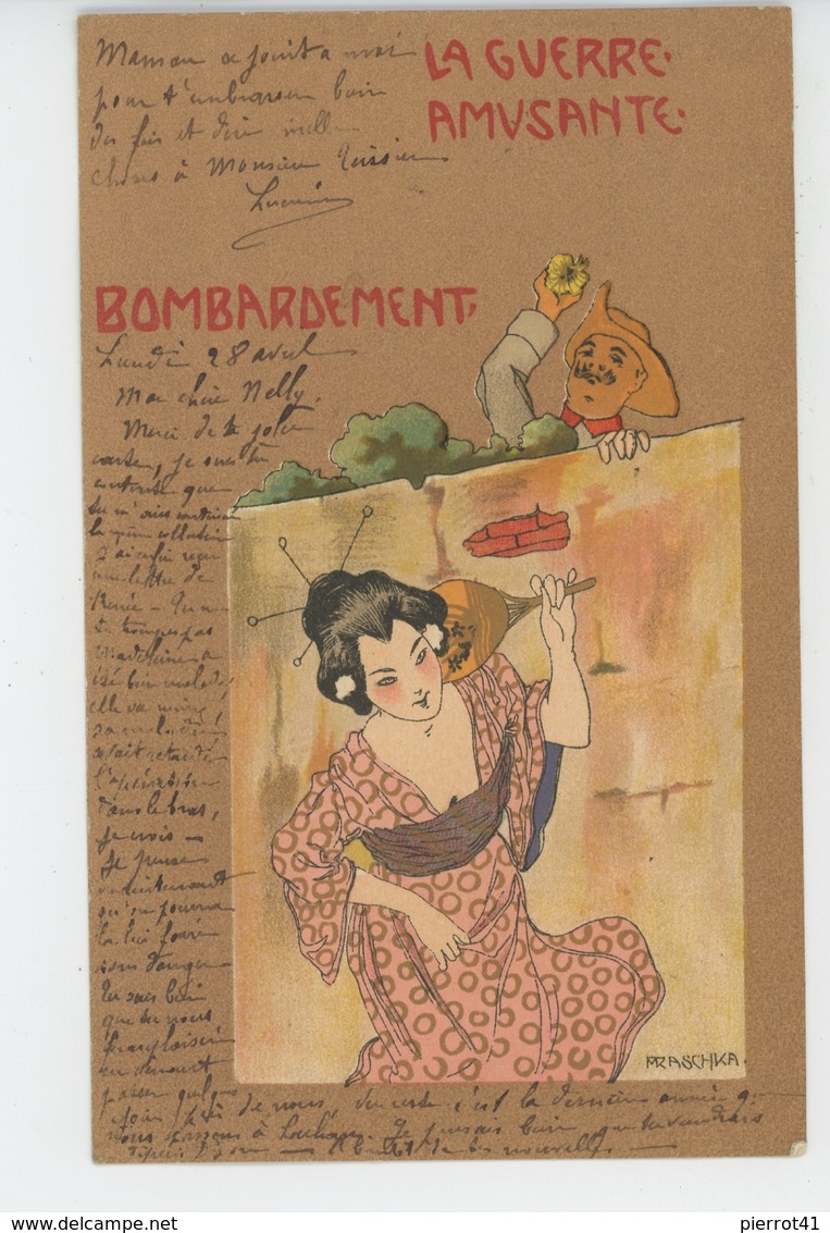 Illustrateur RAPHAEL KIRCHNER - ART NOUVEAU - "La Guerre Amusante - BOMBARDEMENT " Signée Sous Pseudo M RASCHKA - Kirchner, Raphael