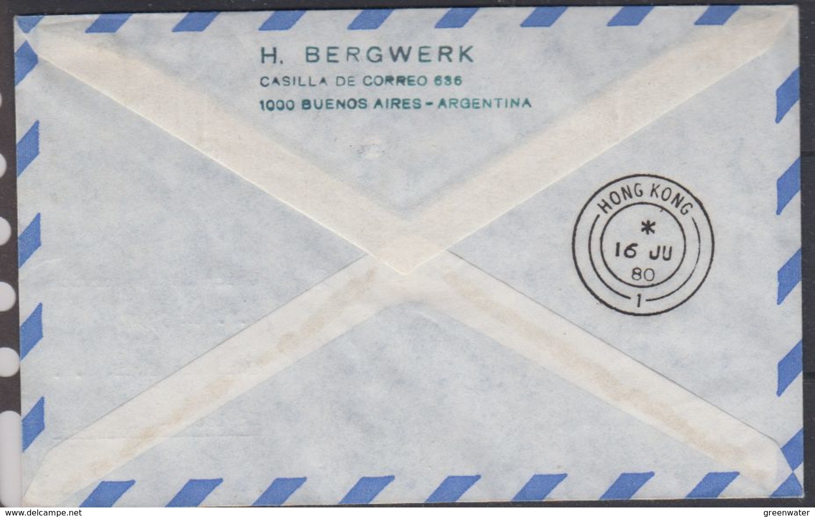 Argentina 1980 1st Flight Buenos Aires-Auckland-Hong Kong 7 Junio 1980 Cover (40077) - Brieven En Documenten
