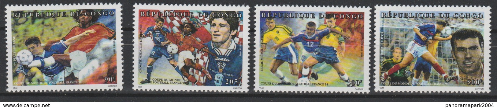 Congo Kongo 1998 Mi. 1591 - 1594 FIFA World Cup Football France Zidane Fußball Soccer MNH ** - Mint/hinged