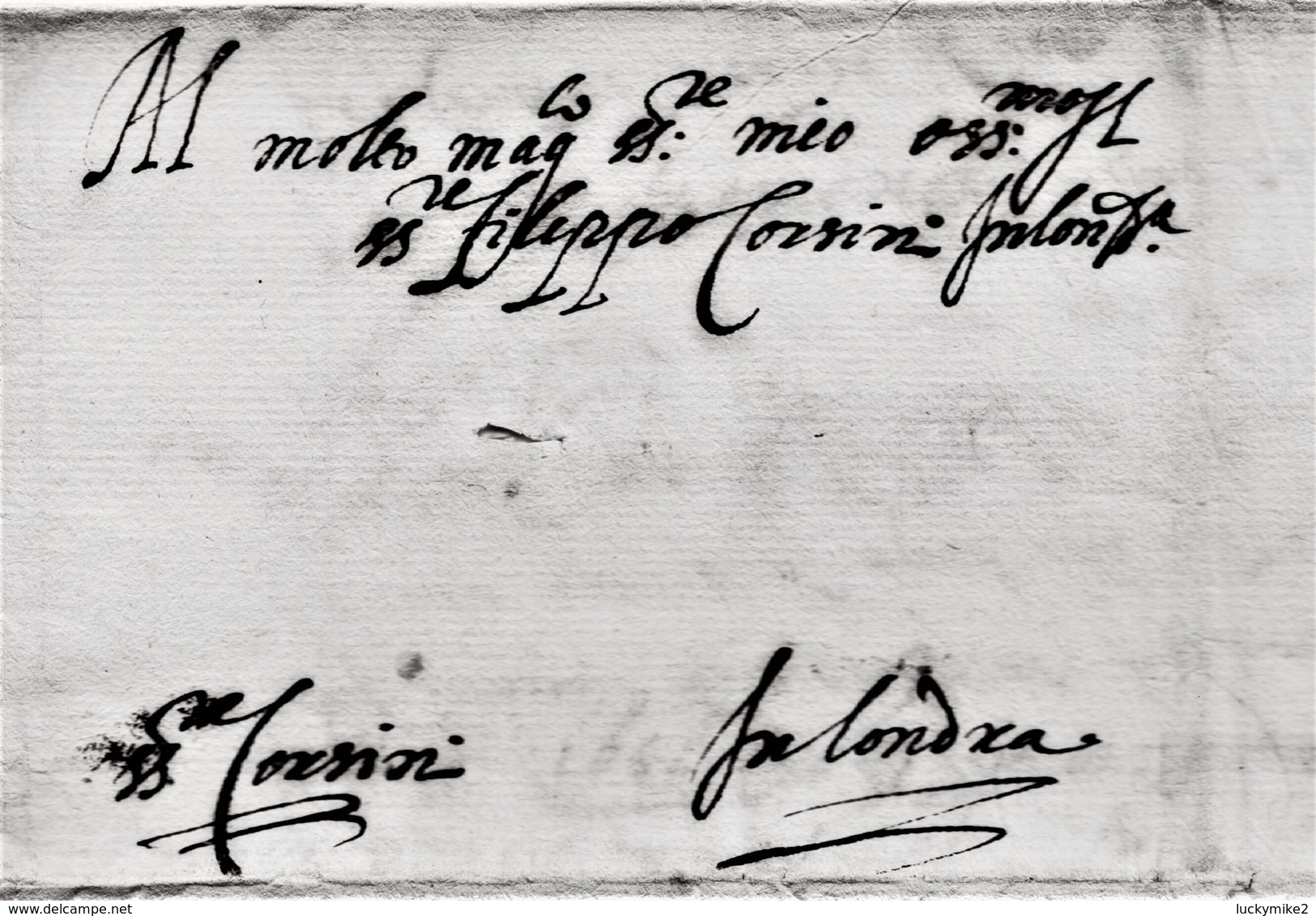 1591 Letter From "A Di Buas, Plymouth" To "Filippo Corsini, London". Written In Italian, English Translation.  Ref 0573 - Other & Unclassified