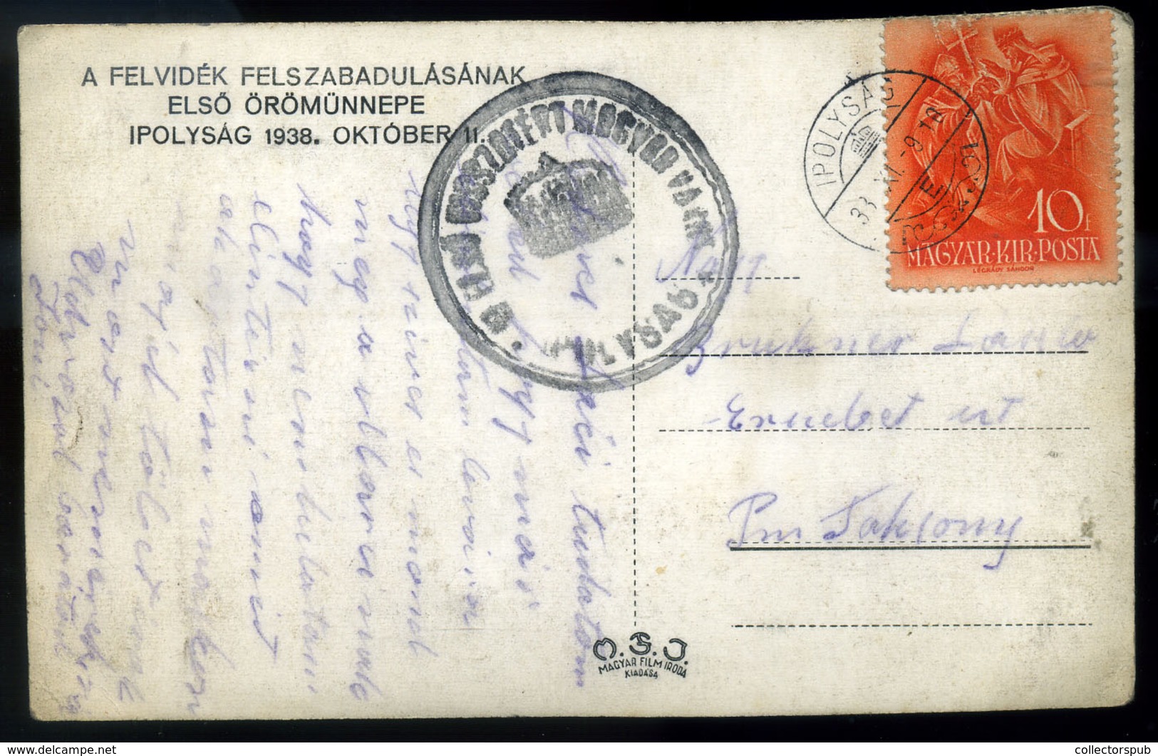95725 IPOLYSÁG 1938. Visszatérés Képeslap Hungary/Slovakia - Hongrie