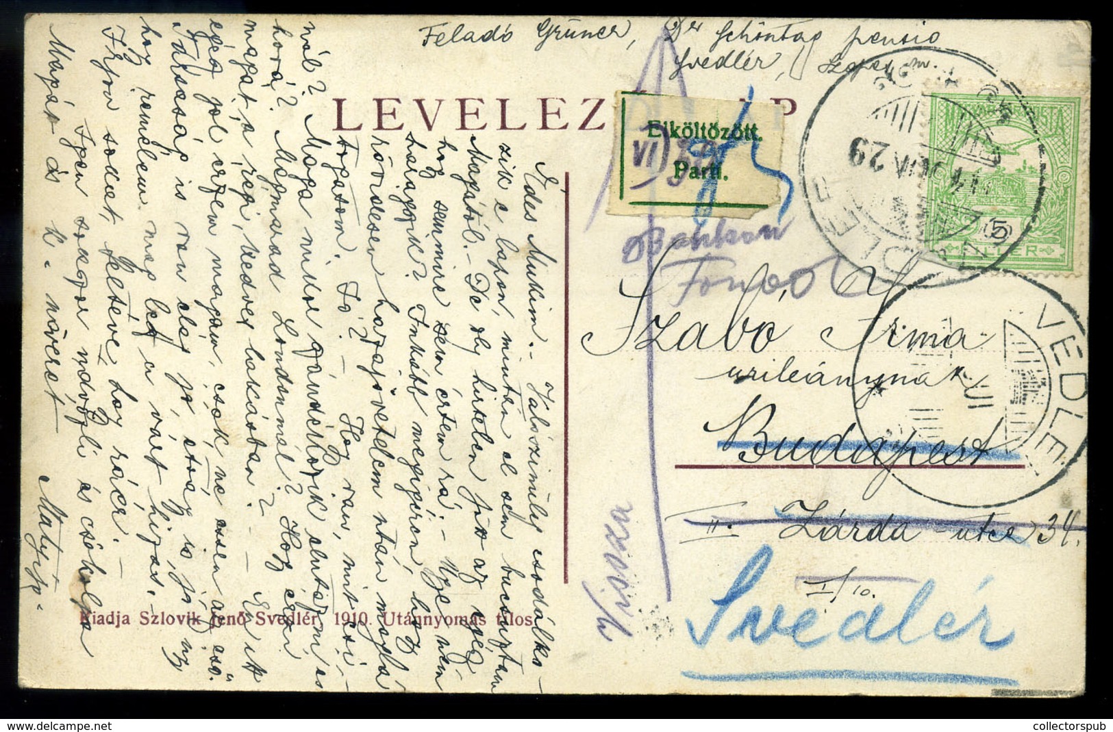 95771 SVEDLÉR 1914. Régi Képeslap HUNGARY / SLOVAKIA - Hungary