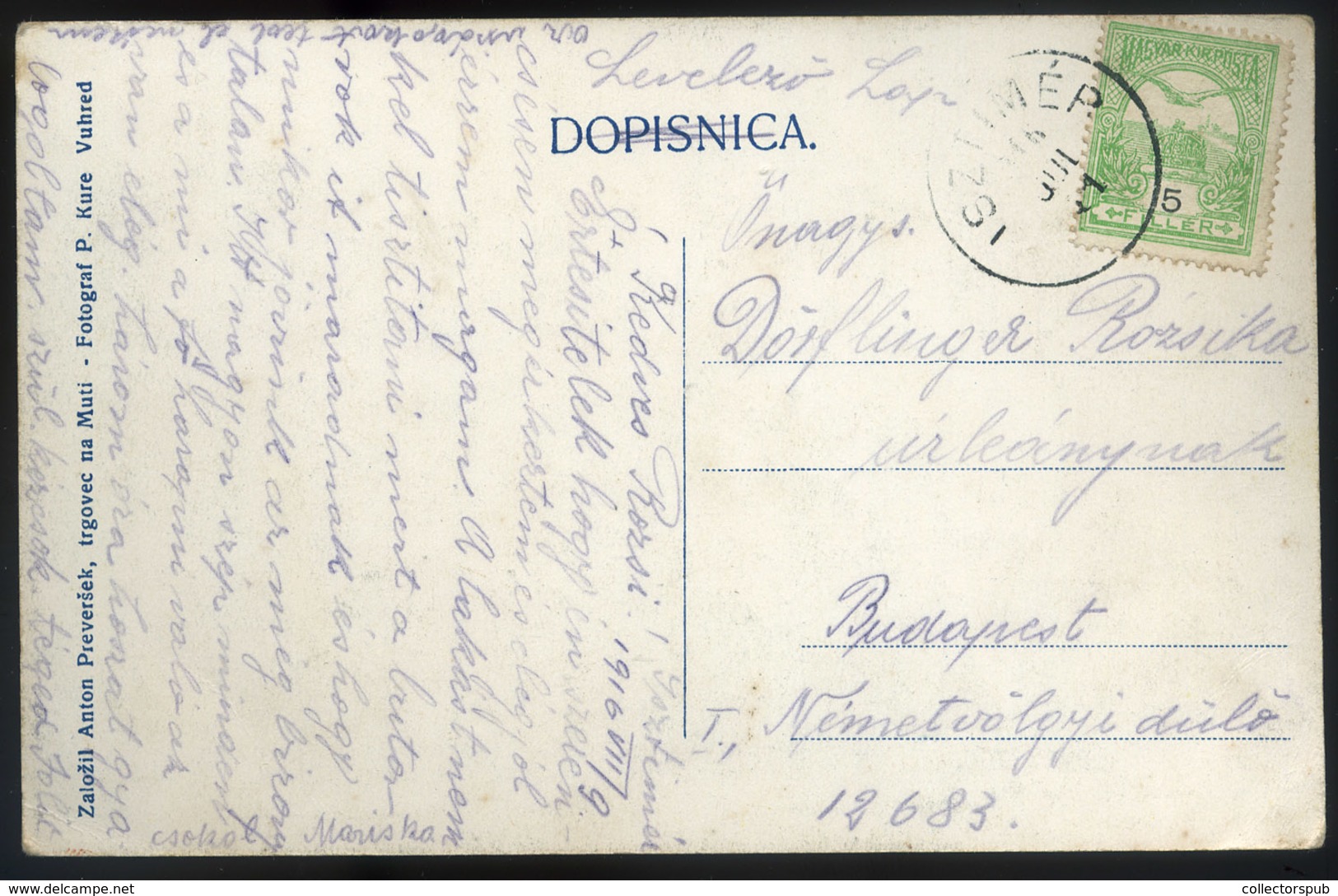 97011 SZLOVÉNIA 1916. MUTA Régi Képeslap - Slovenia