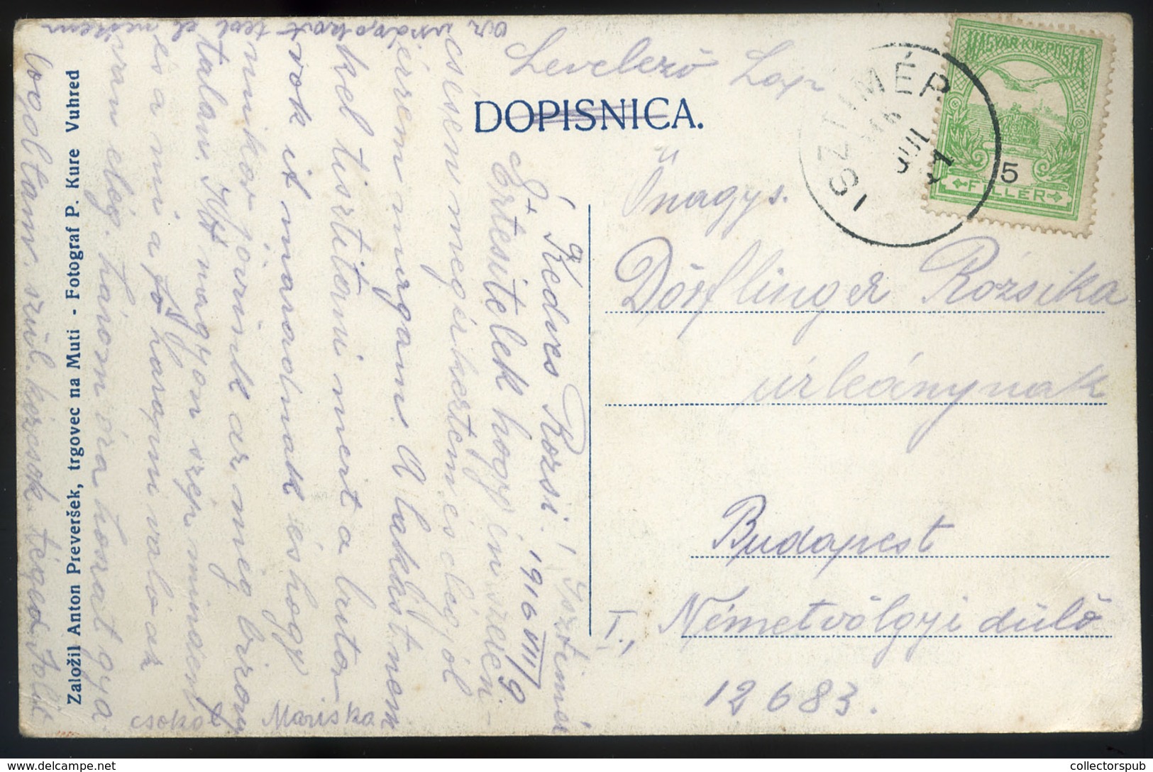 97011 SZLOVÉNIA 1916. MUTA Régi Képeslap - Slovenië