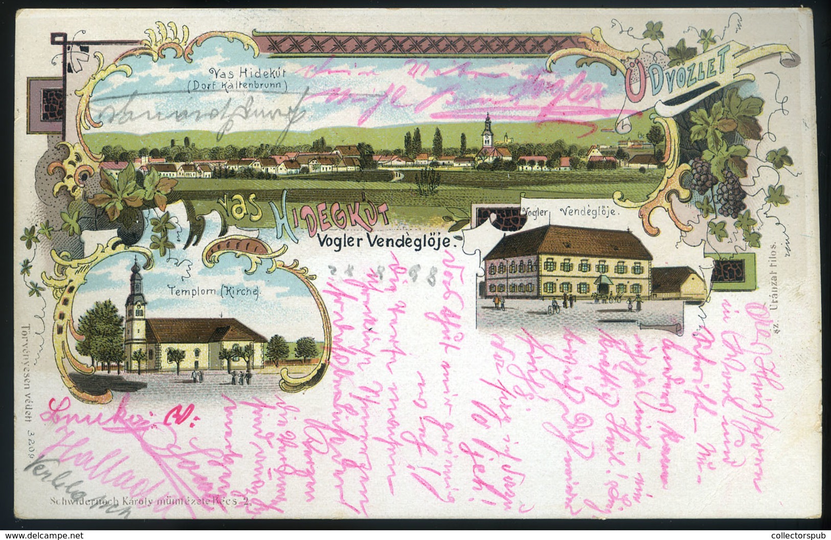 97139 VASHIDEGKÚT / Cankova 1898. Ritka Litho Képeslap  /  VASHIDEGKÚT 1898 Rare Litho Vintage Pic. P.card - Slovénie