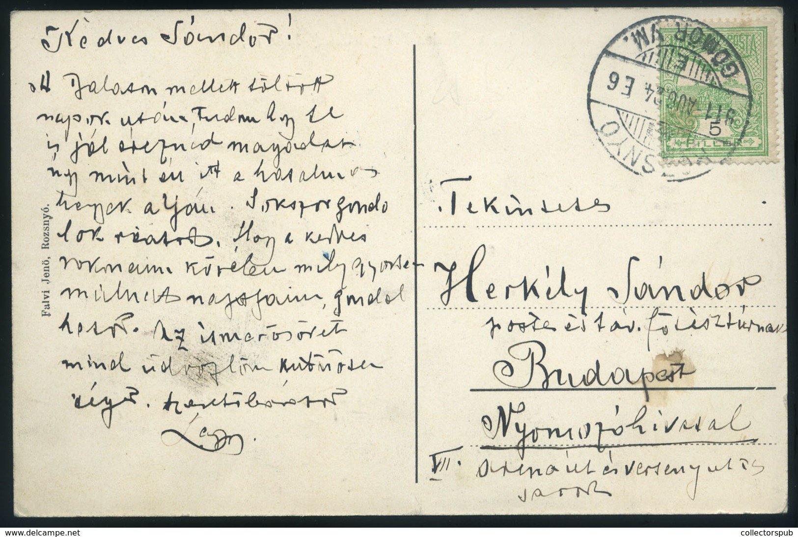 HUNGARY / SLOVAKIA  SZULOVA 1911 Count Géza Andrássy Hunting Lodge Vintage Postcard - Ungarn