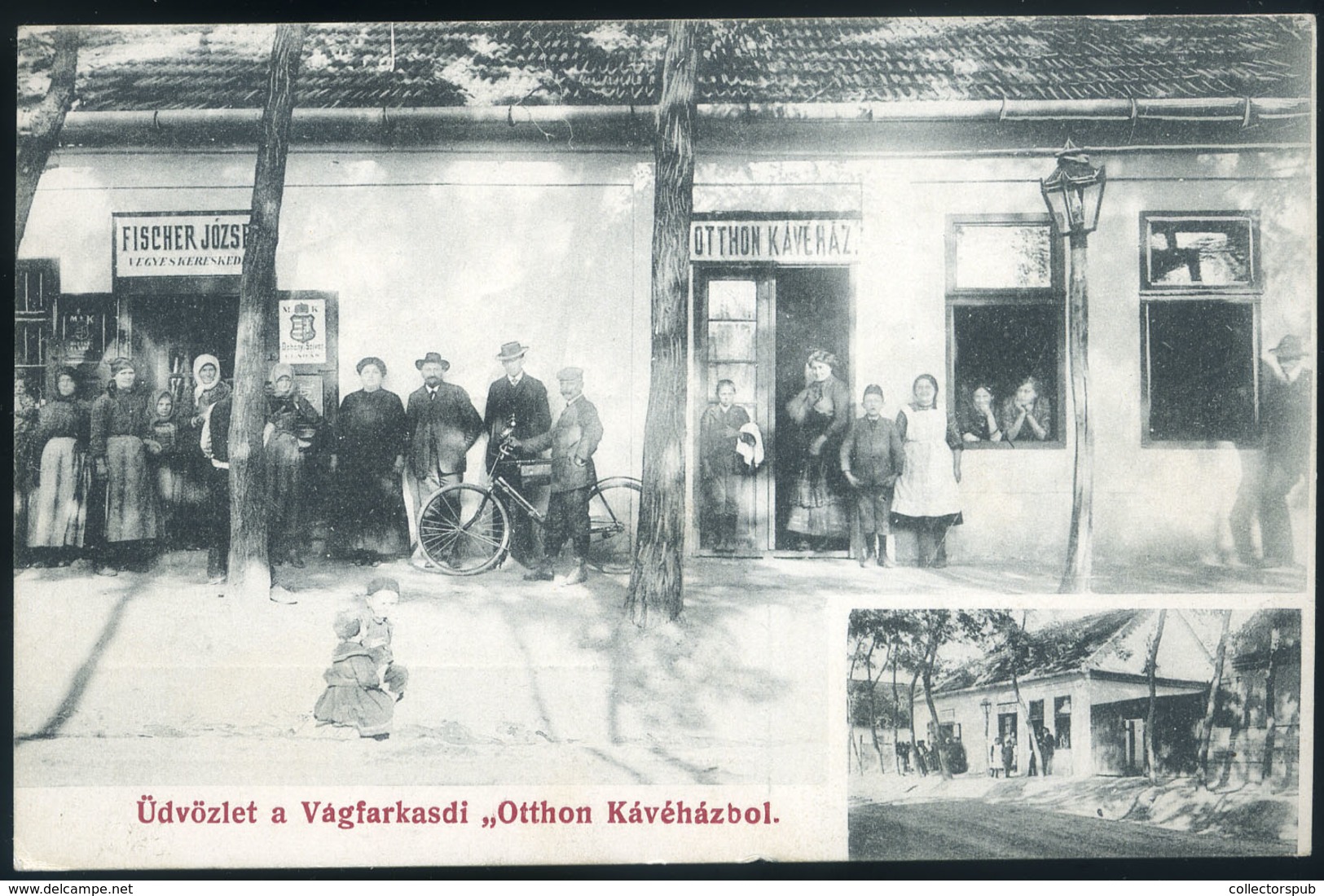 97265 VÁGFARKASD / Vlčany 1912. Ritka Régi Képeslap, Otthon Kávéház, Fischer üzlete  / HUNGARY / SLOVAKIA - Hongarije