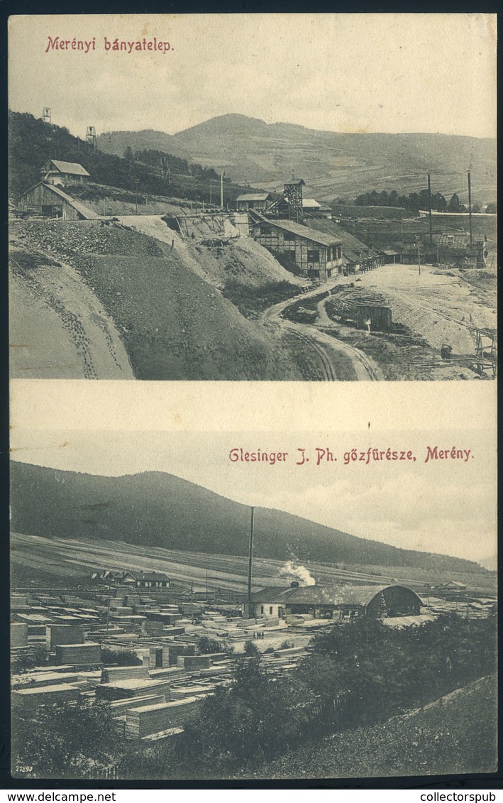 97279 MERÉNY 1915. Cca. Bányatelep, Gőzfűrész Régi Képeslap  /  MERÉNY Ca 1915 Mine Camp Steam Mill  HUNGARY / SLOVAKIA - Hungary