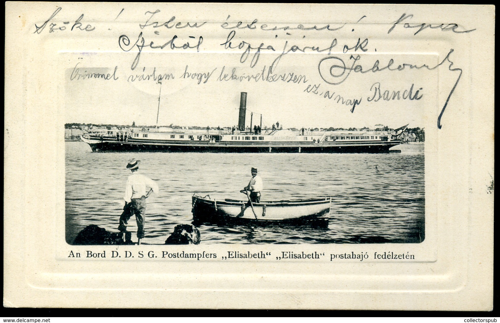 55966 1906. D.D.S.G. Dampfer Elisabeth Postahajó, Régi Képeslap  /  1906 D.D.S.G. Steamer Elisabeth, Vintage Pic. P.card - Ungarn