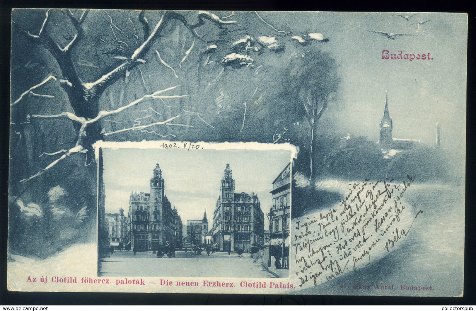 99058 BUDAPEST 1902. Clotild Paloták , Ritka Ganz Képeslap , Postaügynökségi Bélyegzéssel - Hungary