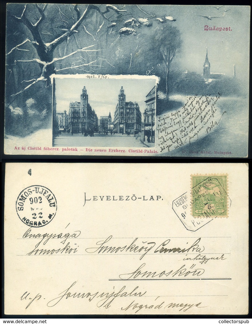 99058 BUDAPEST 1902. Clotild Paloták , Ritka Ganz Képeslap , Postaügynökségi Bélyegzéssel - Ungarn