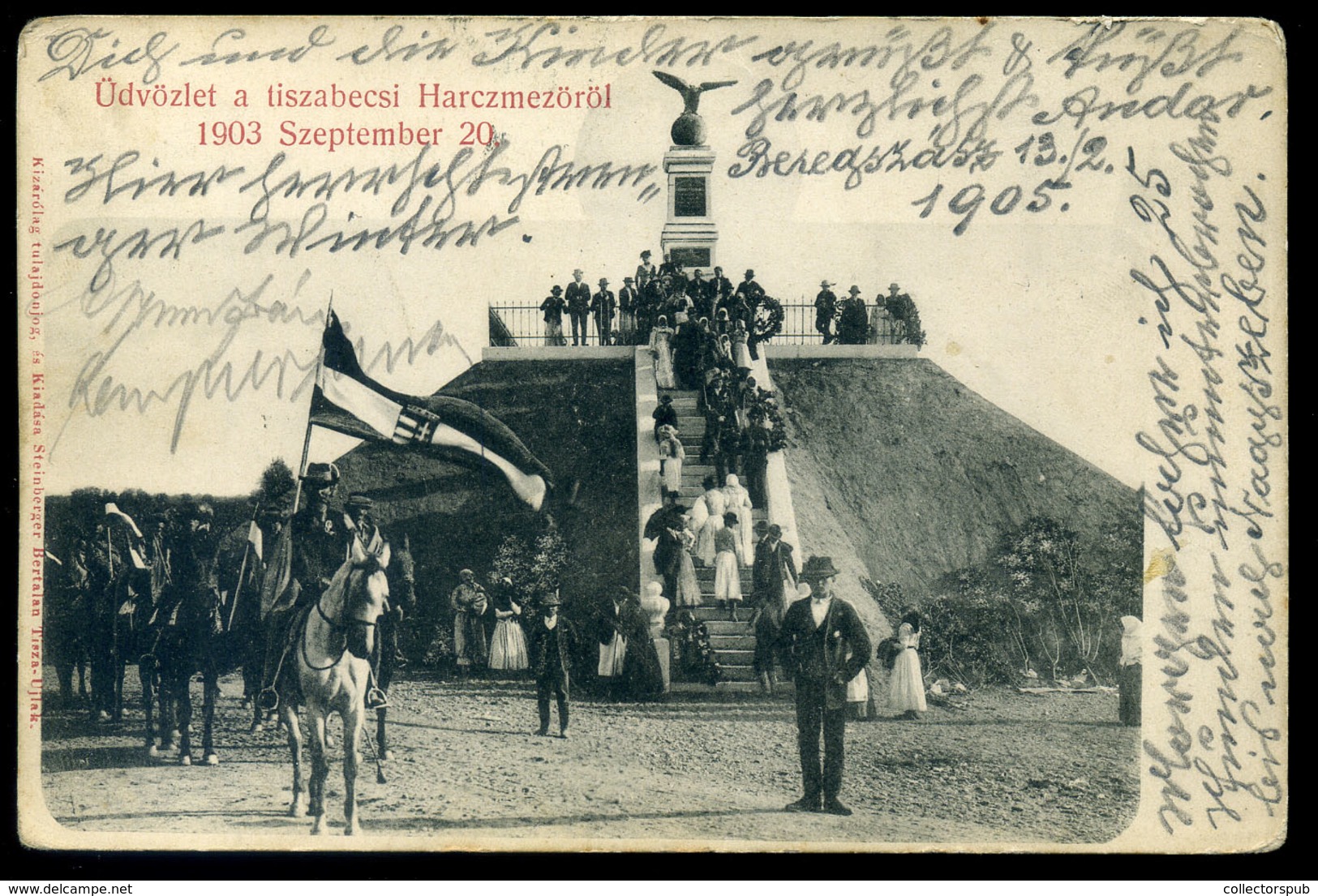 99032 1903 Tiszabecs és Tiszaújlak Között A Tisza-híd Hídfőjénél A Határátkelőnél Emelt Turul Szobor, A Rákóczi-szabadsá - Ungarn