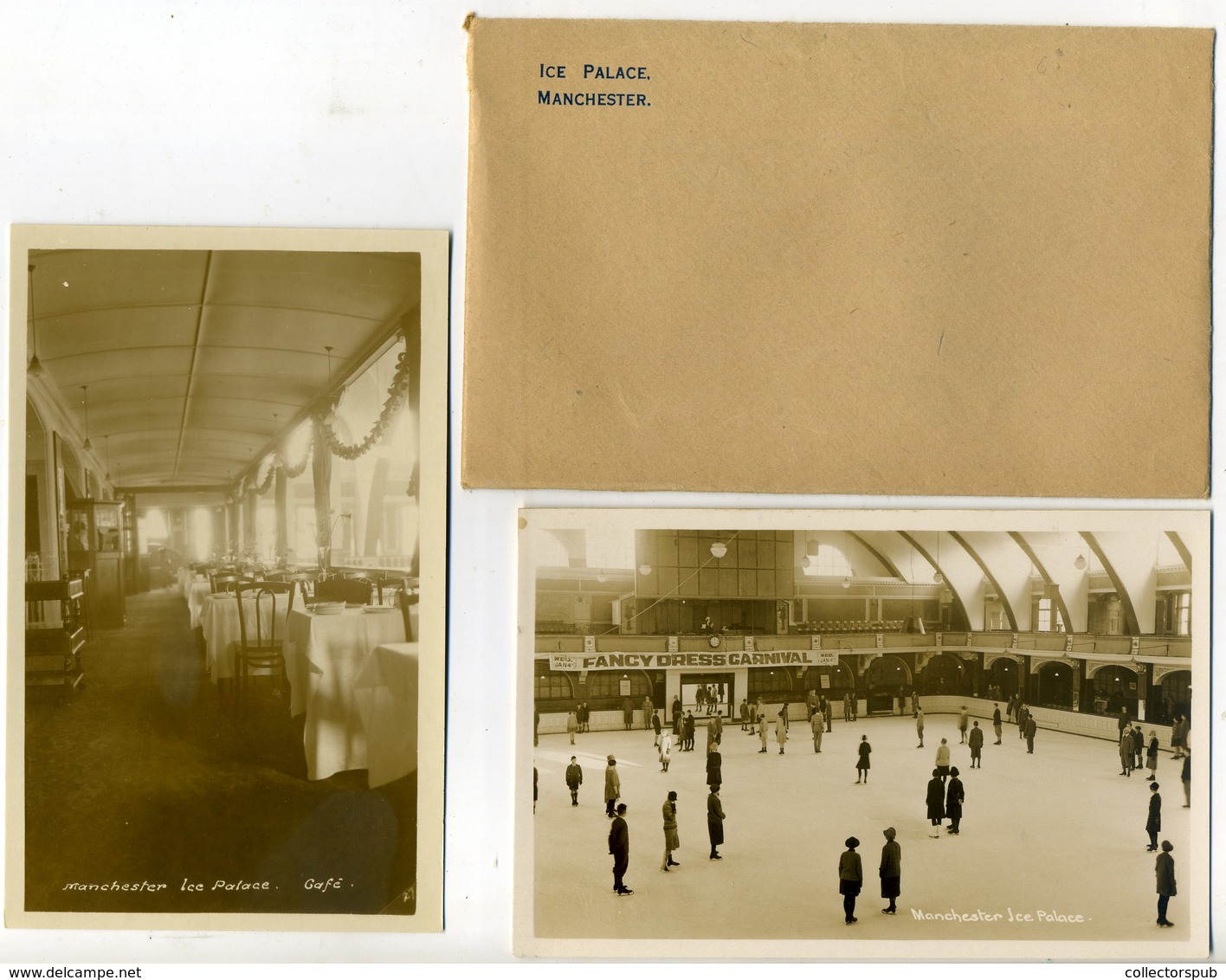 85187 ANGLIA Manchester 1930. Cca. Ice Palace 2db Ritka Fotós Képeslap, Eredeti Borítékban - Autres & Non Classés