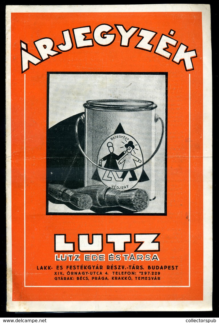 94887 1938. LUTZ Lakk és Festékgyár, árjegyzék Füzet - Ohne Zuordnung