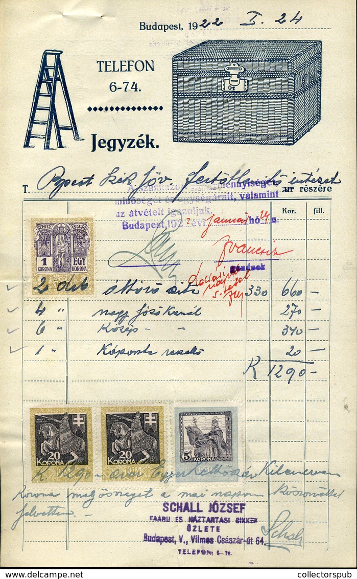 95944 Schall József, Háztartási Cikkek ,régi Fejléces,céges Számla 1924 - Ohne Zuordnung