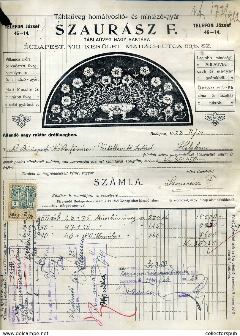 95942 SZAURÁSZ F. Táblaüveg, Régi,fejléces,céges Számla - Ohne Zuordnung