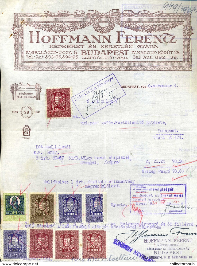 95968 Hoffmann Ferencz Képkeret, Régi,fejléces,céges Számla 1921 - Ohne Zuordnung