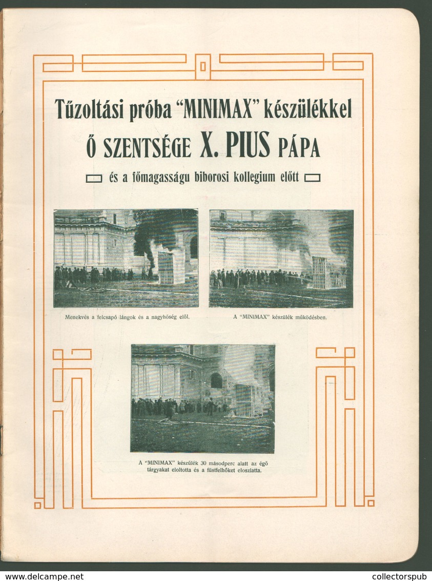 98016 1905. Minimax Tűzoltó Készülék , Dekoratív Reklámkatalógus, Fotókkal, Mellékletekkel. Igen Ritka Lehet Sosem Látta - Ohne Zuordnung