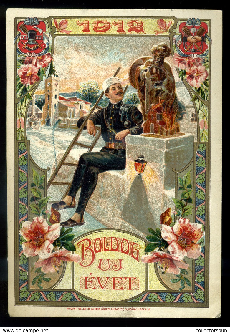 99033 1912. Kéményseprő, Litho üdvözlő Reklám Kártya 15*11cm - Non Classés