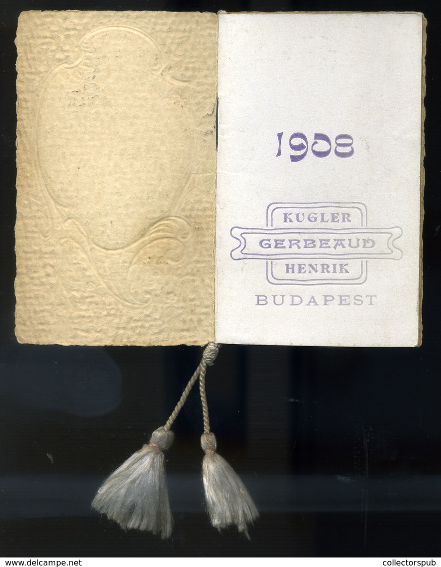 99035 BUDAPEST 1905. Kugler Henrik , Gerbeaud  Dekoratív, Ritka Reklám Naptár - Ohne Zuordnung