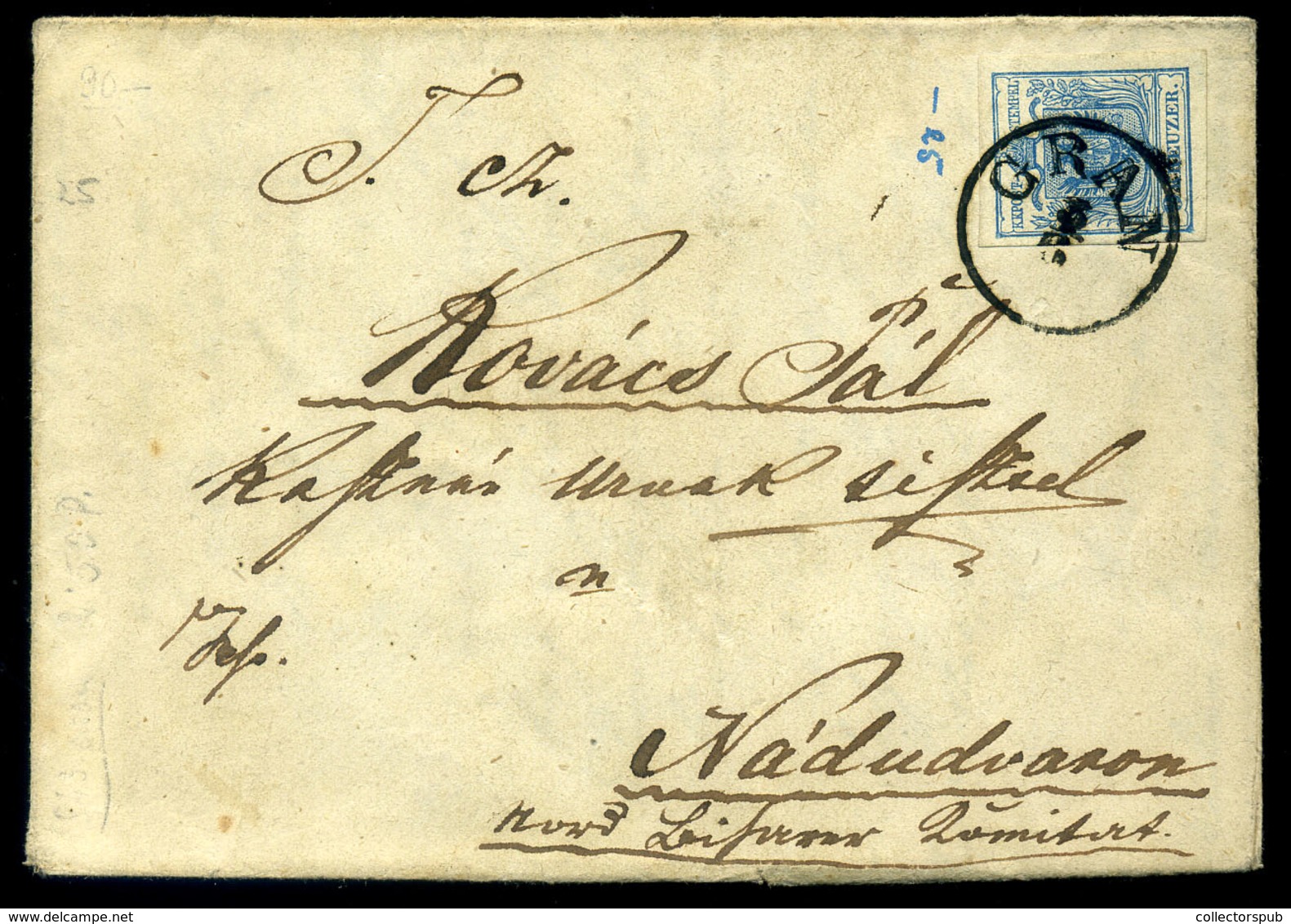 95804 GRAN / ESZTERGOM 1855. Szép 9Kr-os Levél,tartalommal Nádudvarra Küldve - Used Stamps