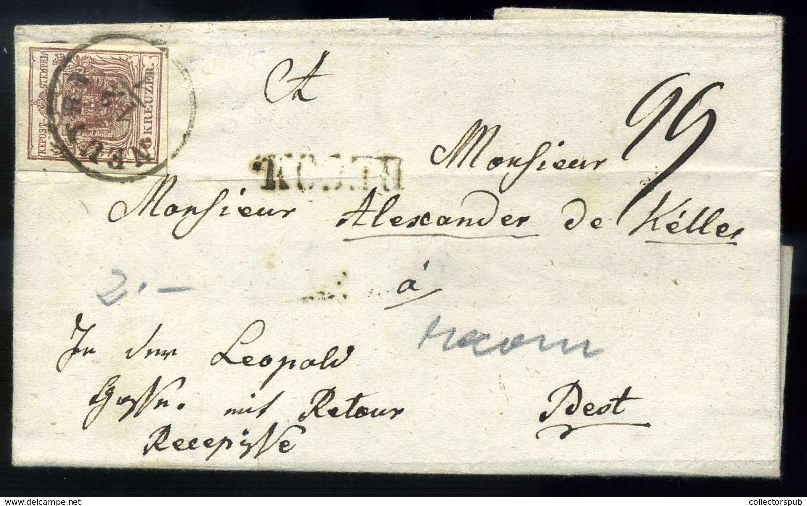 96106 NYITRA 1855. Tértivevényes Ajánlott (?) Levél 6Kr -ral Pestre Küldve.Érdekes! - Used Stamps