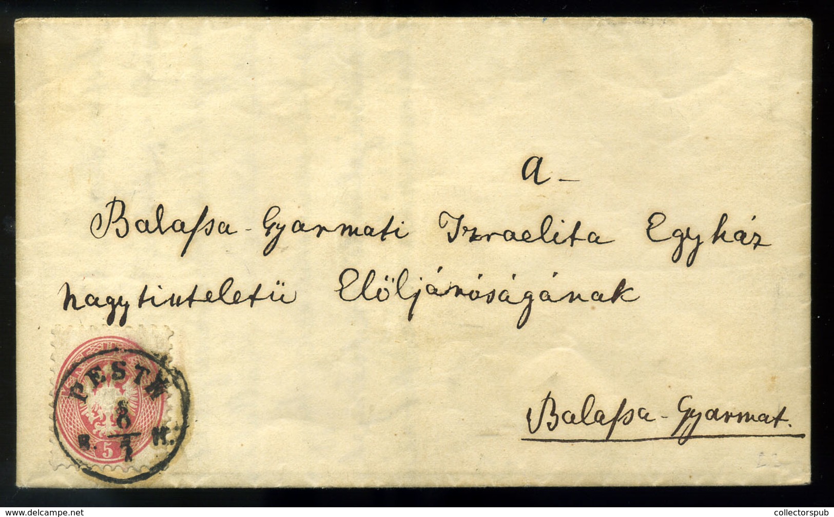 96359 PEST 1864. Levél A Balassagyarmati Izraelita Egyháznak A Zsinagóga építésével Kapcsolatban. - Used Stamps