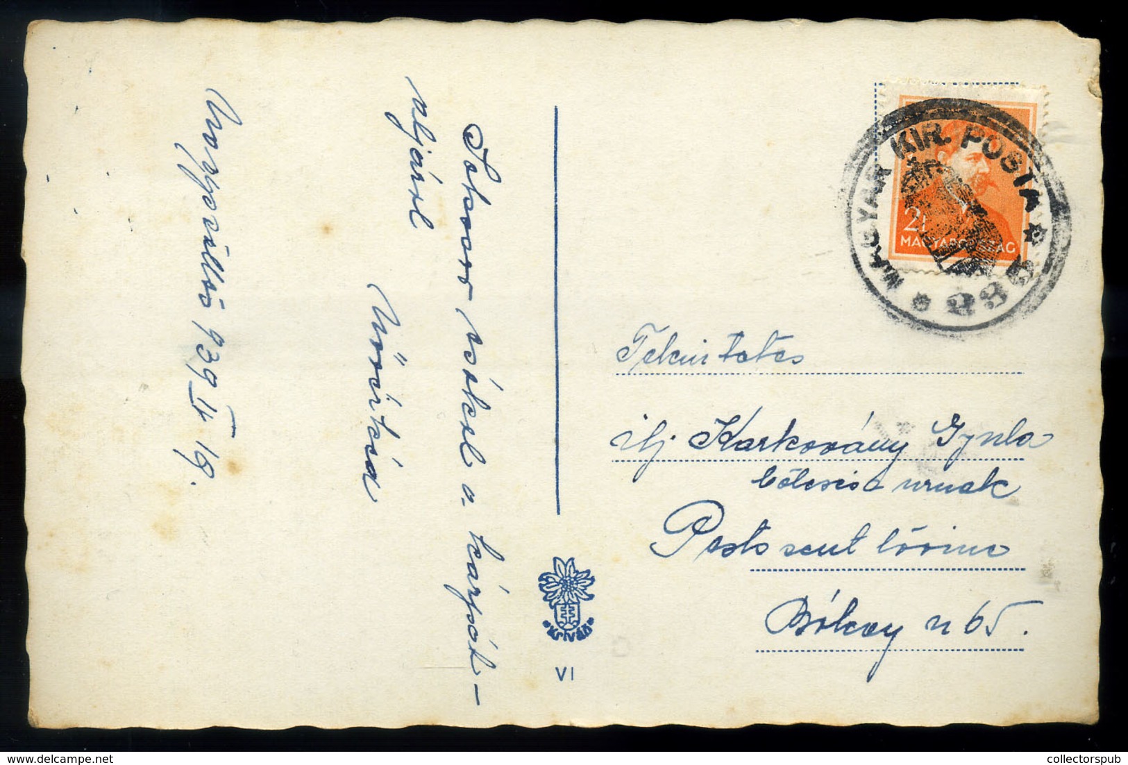 94979 NAGYSZŐLLŐS 1939. Képeslap , Magyar Kir Posta 235 Kisegítő Bélyegzéssel CARPATHO UKRAINE - Covers & Documents