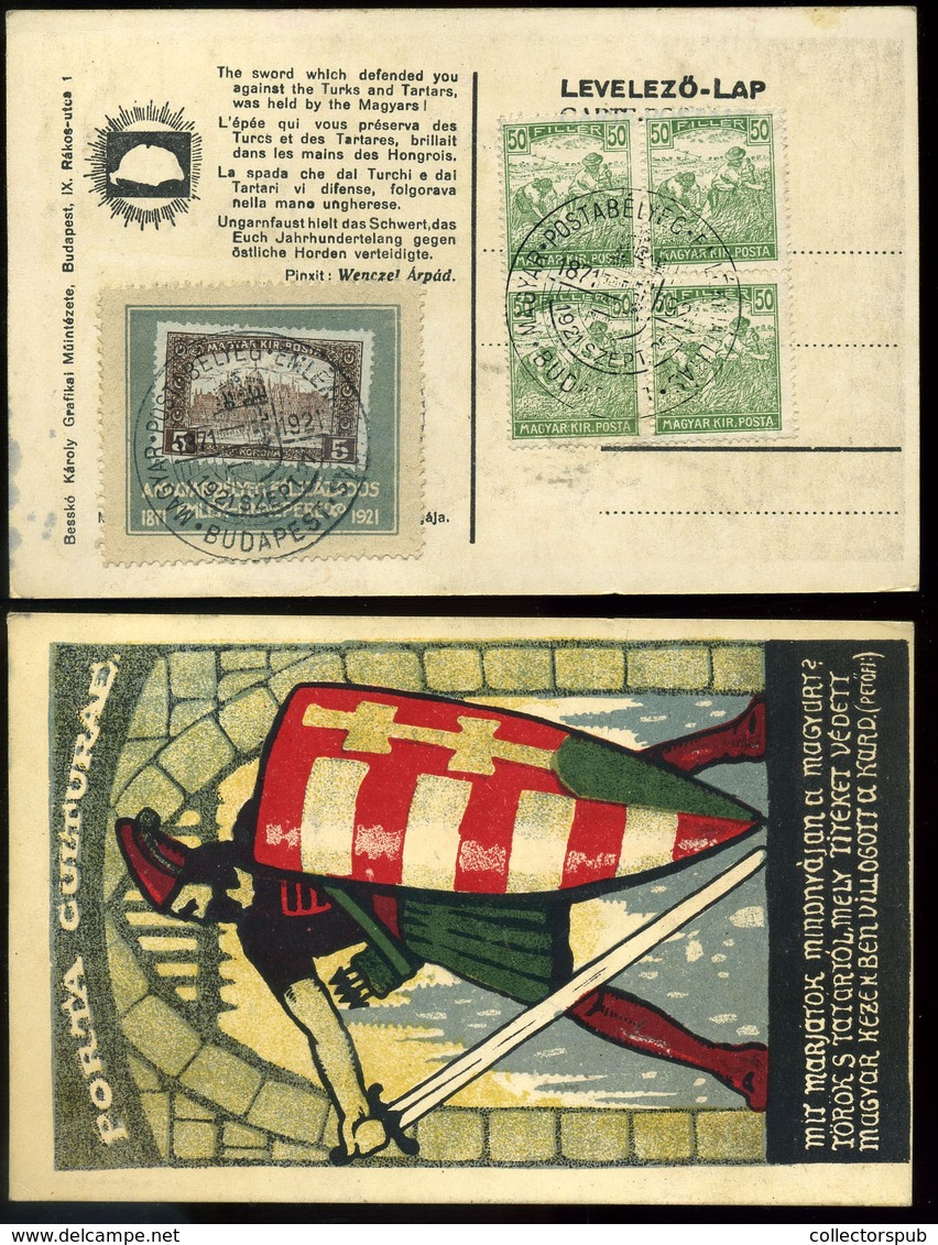 95699 1921. Irredenta Képeslap, Kiállítási Bélyegzéssel, Levélzáróval - Covers & Documents