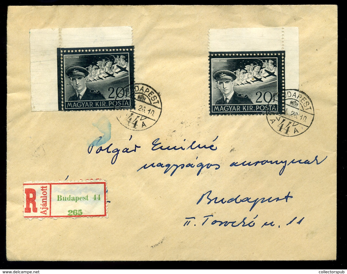 95705 BUDAPEST 1943. Helyi Ajánlott Levél , Ritka Bérmentesítéssel - Covers & Documents