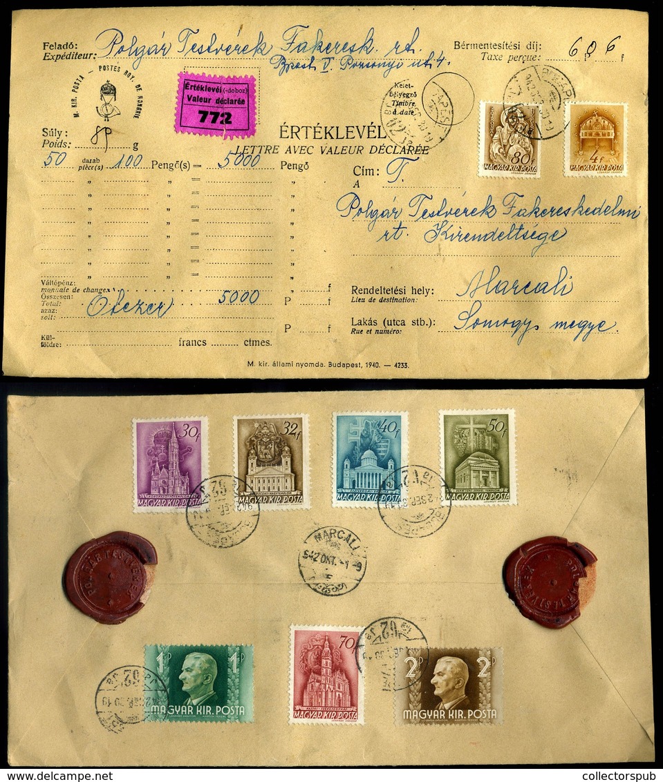 95805 BUDAPEST 1942. Dekoratív értéklevél Marcaliba Küldve - Lettres & Documents
