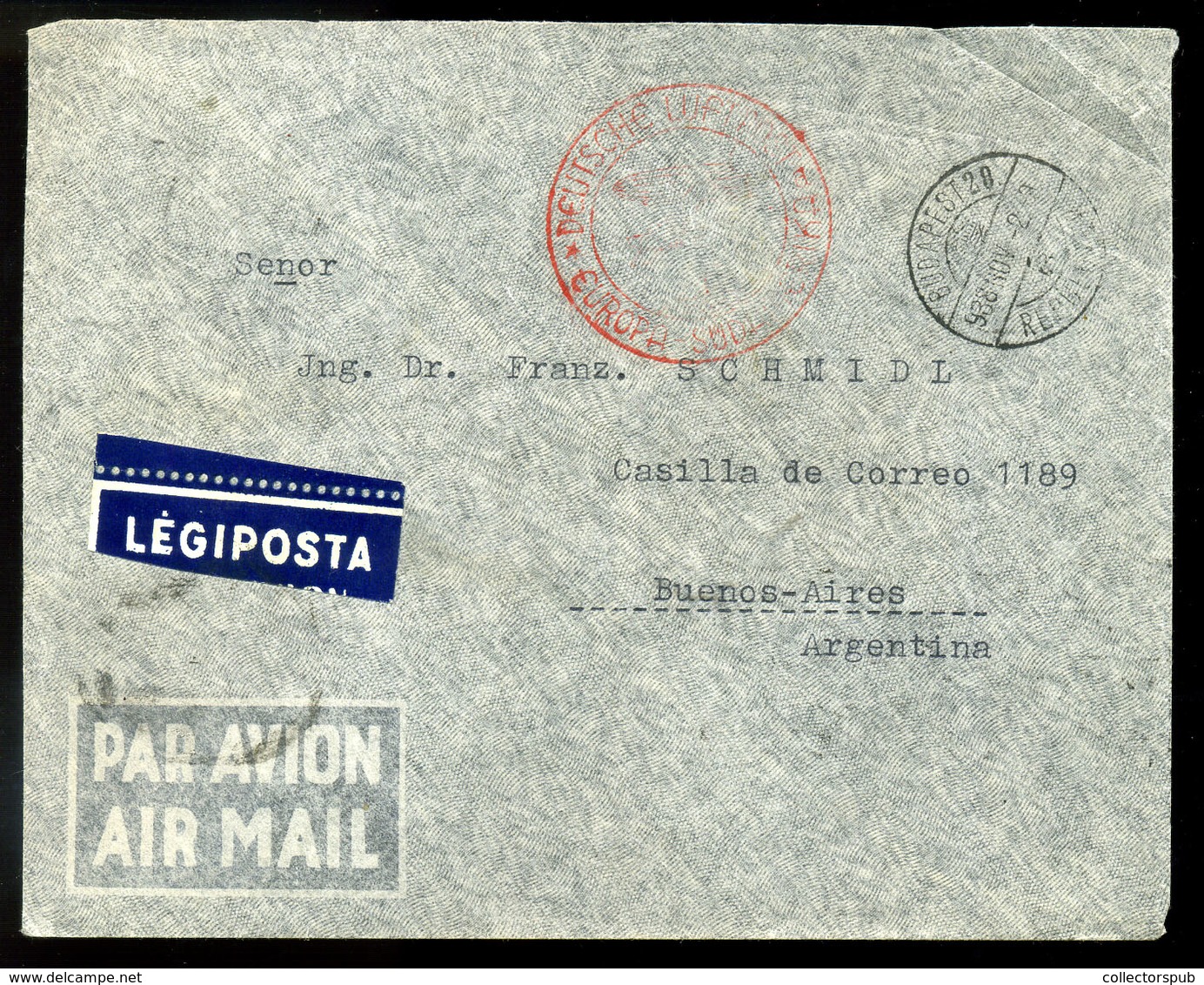 95836 BUDAPEST 1938. Légi Levél, Repülő 3*2P+1P Argentínába Küldve - Covers & Documents