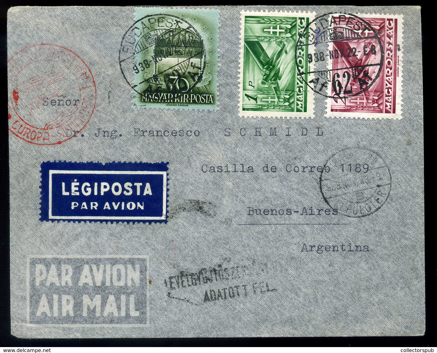 95835 BUDAPEST 1938. Dekoratív Légi Levél Argentínába Küldve - Covers & Documents