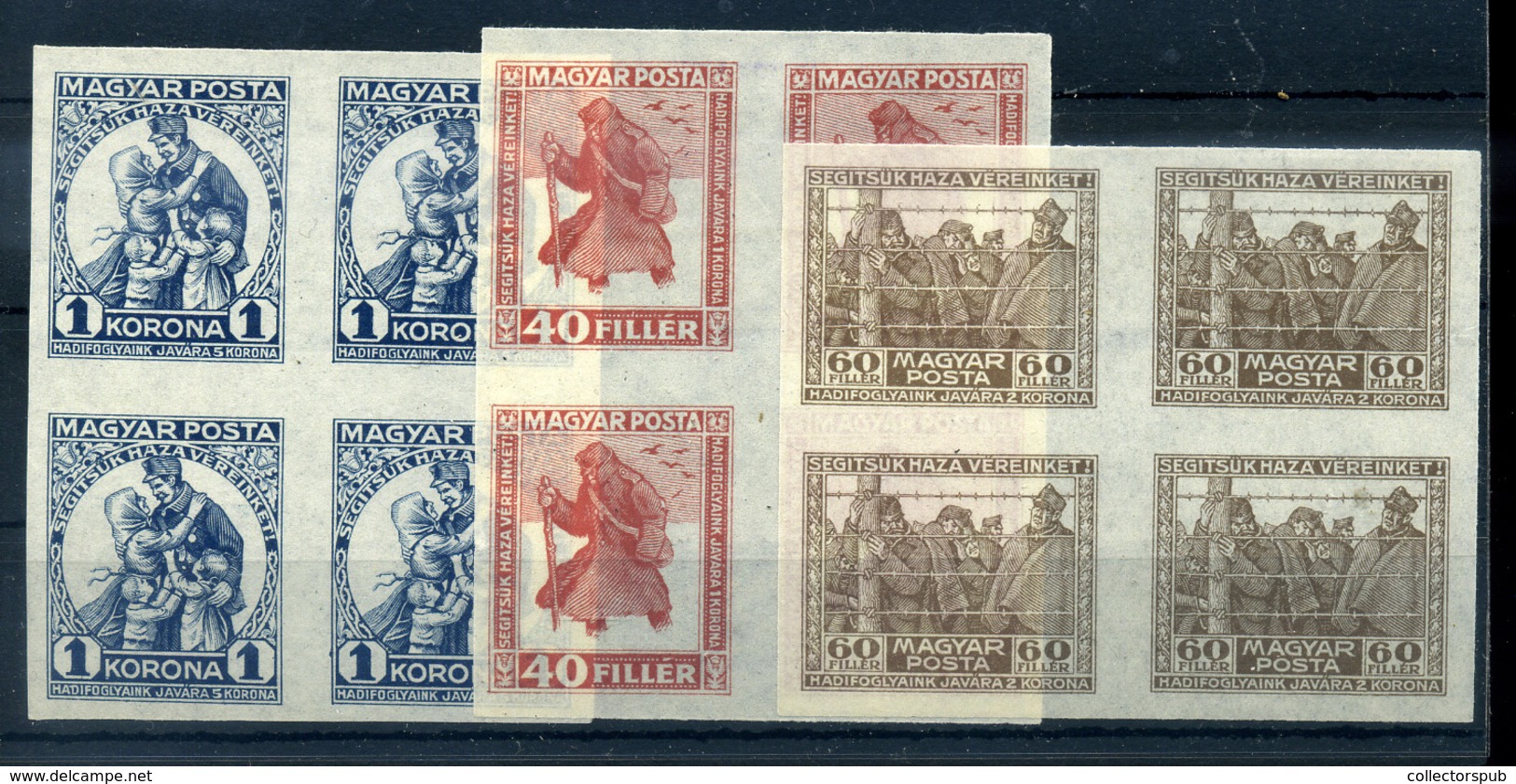 95903 1920 Hadifogoly Fogazatlan Próbanyomat Sor Cigaretta Papíron , Négyes Tömbben! - Unused Stamps