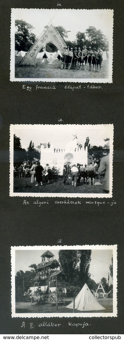 95862 CSERKÉSZ 1933. Gödöllő Jamborre 42 db fotó, album lapokon. 8,5*6cm SCOUT