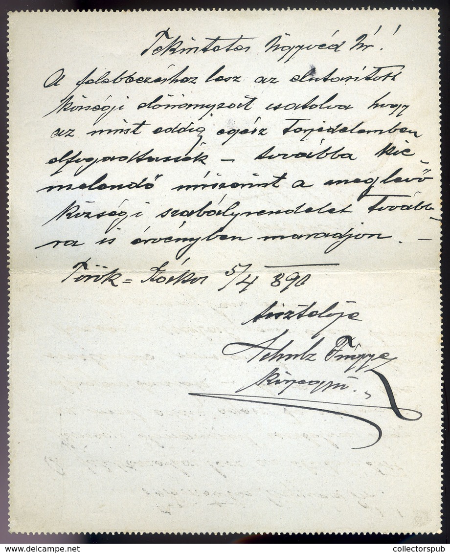 97304 TÖRÖKSZÁKOS / Sacoșu Turcesc  1890. Kiegészített, Ajánlott Zárt Díjjegyes Levlap, Temesvárra. Közjegyzői Levél.  / - Gebruikt