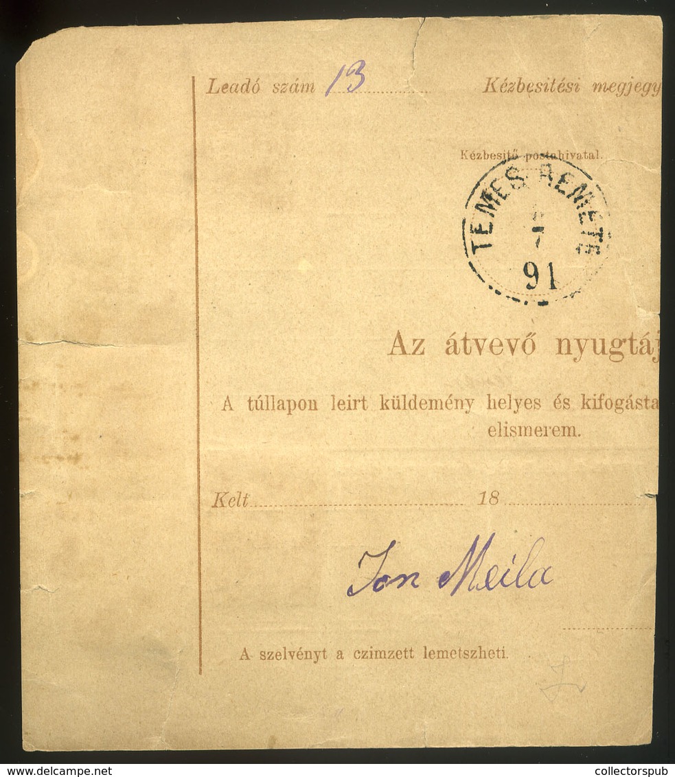 98104 BEREGSZÓ / Beregsău Mare 1891. Csomagszállító (lerövidített) 5*5+2*1Kr Ral Temesremetére - Gebruikt