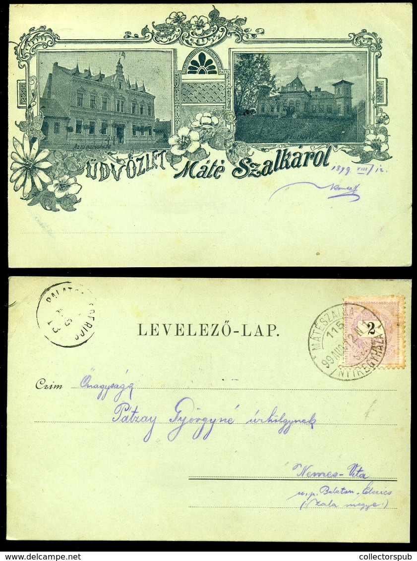 99041 MÁTÉSZALKA 1899. Régi Képeslap, Szép Mátészalka-Nyíregyháza Mozgóposta Bélyegzéssel - Used Stamps