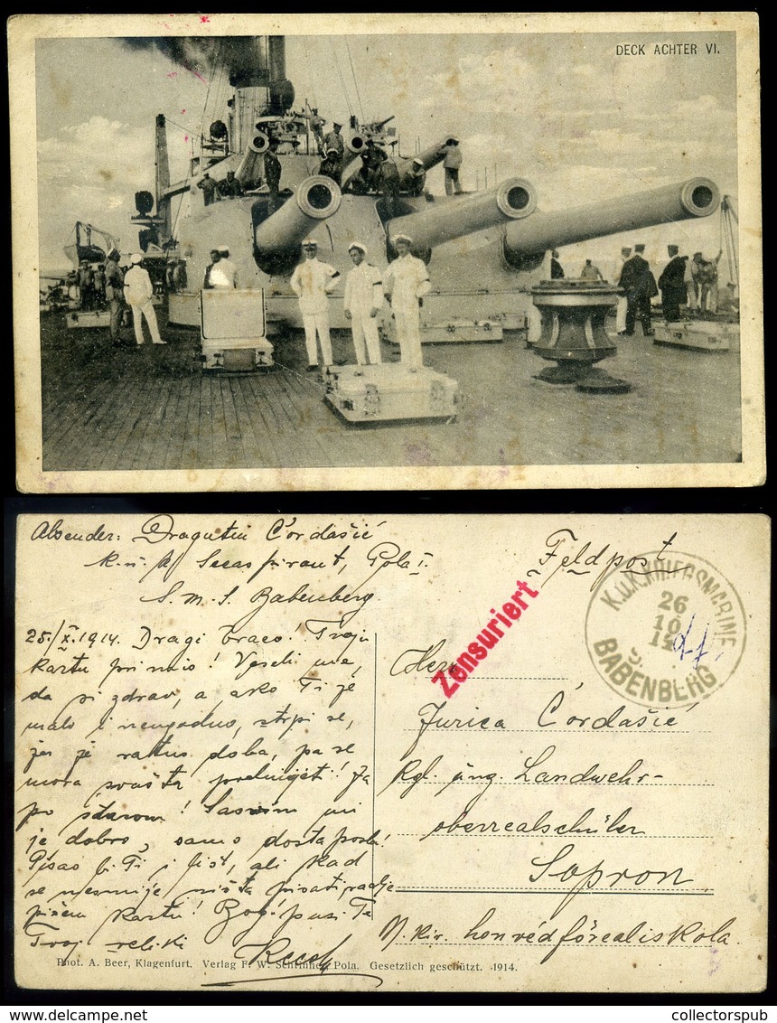 93736 K.u.K. Haditengerészet, I.VH Képeslap SMS Babenberg Bélyegzéssel - Gebraucht