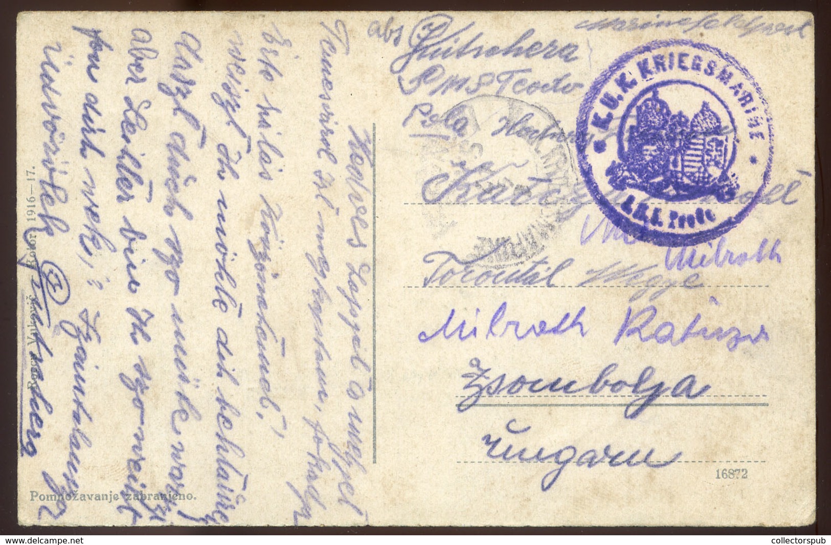 97714 K.u.K. Haditengerészet, I.VH Tábori Posta Képeslap / Field Postcard 'K.u.k. KRIEGSMARINE S.M.S. Teodo - Briefe U. Dokumente