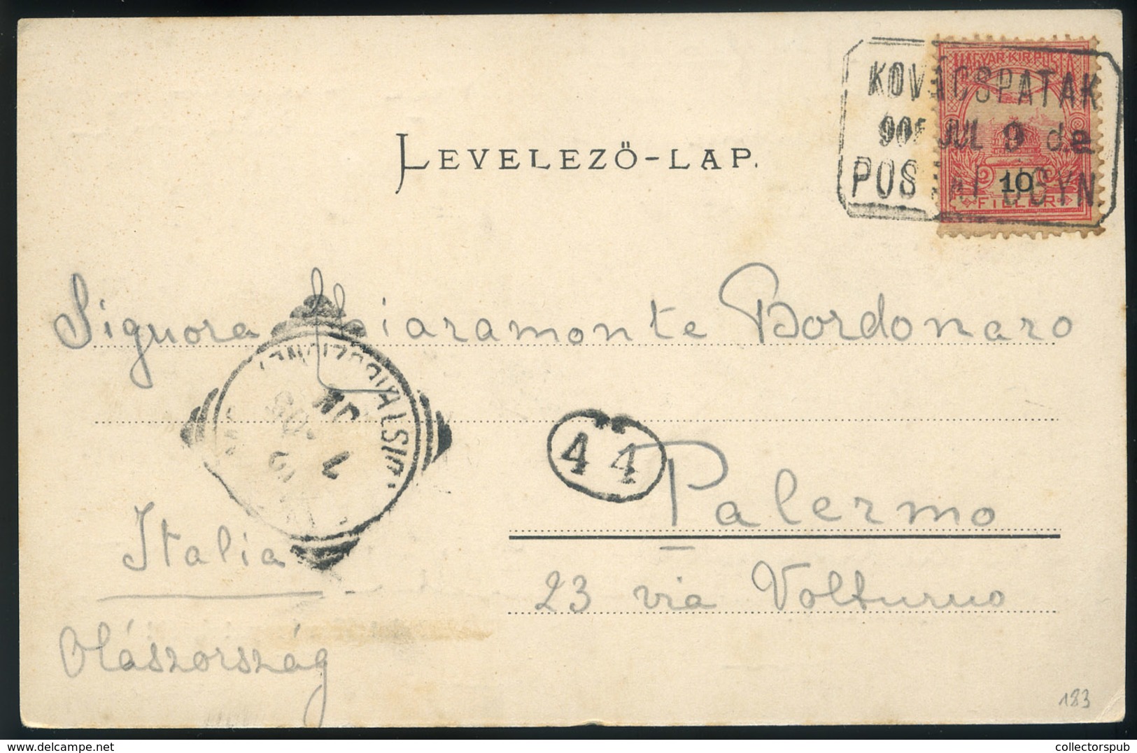 97872 KOVÁCSPATAK 1901. Szép Képeslap, Postaügynökségi Bélyegzéssel Olaszországba Küldve - Gebraucht