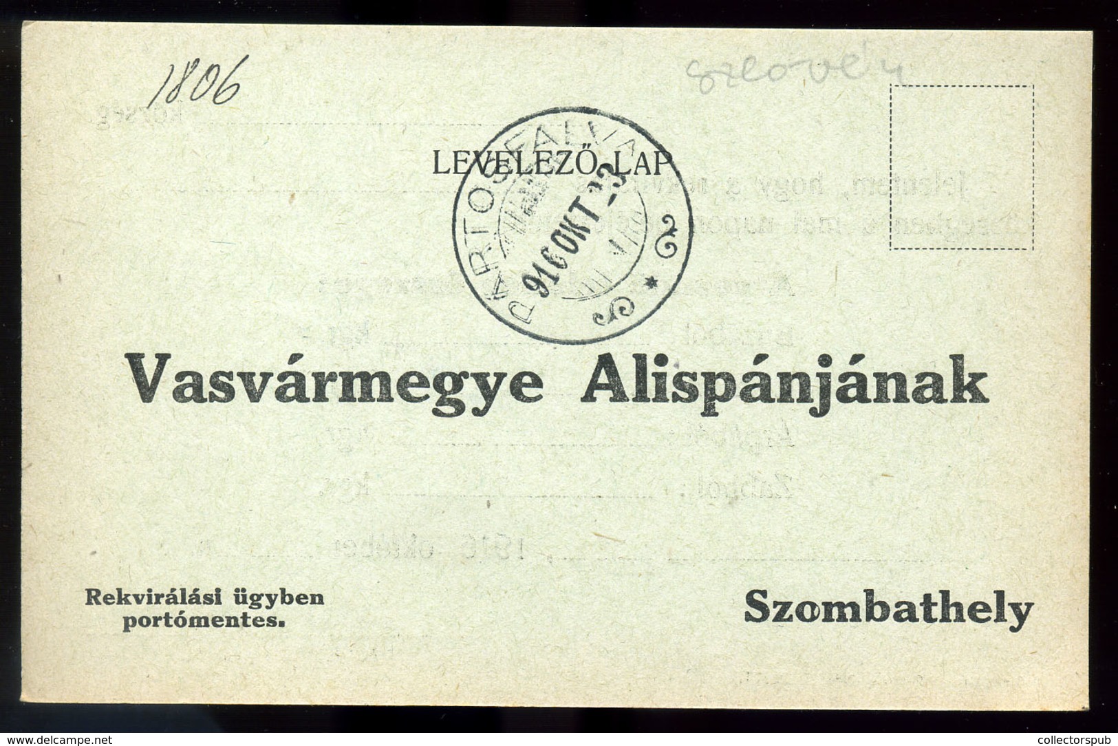 96965 PÁRTOSFALVA / Prosenjakovci  1916. Érdekes  I. VH-s Rekvirálási Levelezőlap Postaügynökségi Bélyegzéssel Szombathe - Slowenien
